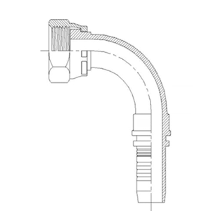 CE100.216 Conector Espiga a 90° Hembra G. Asiento Plano R1AT / 1SN / R2AT / 2SN